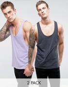 Asos Tank With Extreme Racer Back 2 Pack Save - Multi