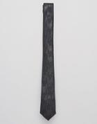 Asos Slim Tie In Jacquard Dogstooth - Black