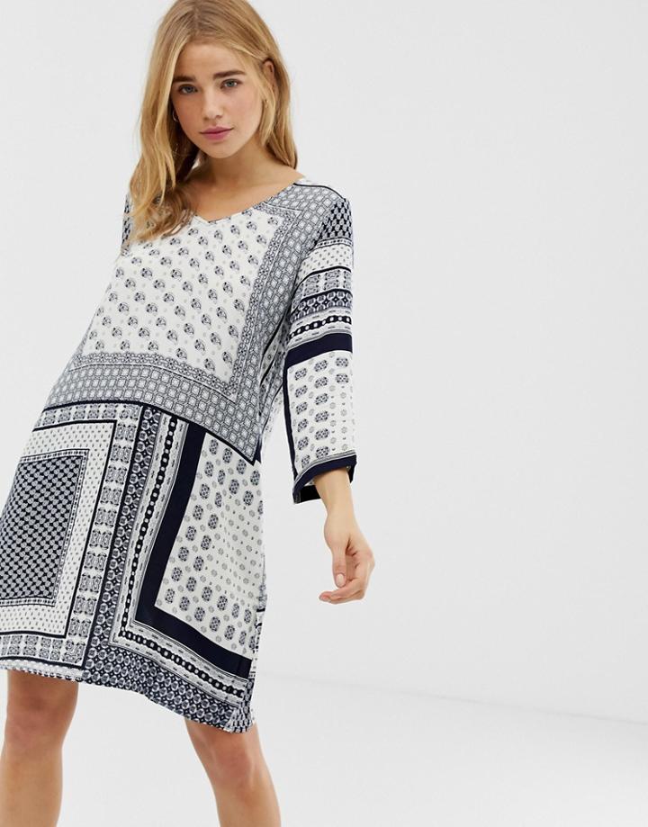 Qed London Border Print Shift Dress - Multi
