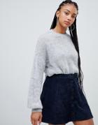 Bershka Mohair Effect Sweater - Gray