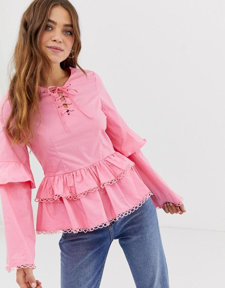 Glamorous Top With Tiered Hem