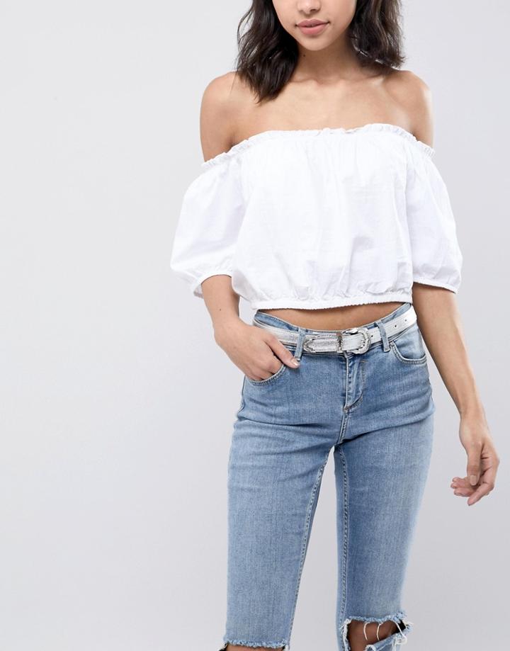 Pieces Metallic Western Belt - Silver