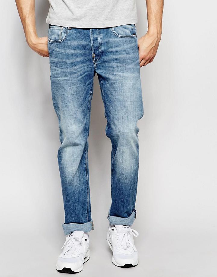 G-star Jeans Attacc Straight Fit Zip Back Pocket Stretch Light Aged - Lt Aged