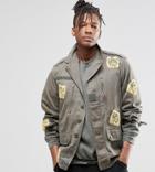 Reclaimed Vintage Camo Jacket With Tiger Patches - Green