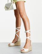 New Look Tie Up Espadrille Wedge Heel Sandal In White