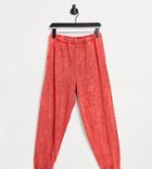 Collusion Unisex Oversized Sweatpants In Red Stone Wash Set