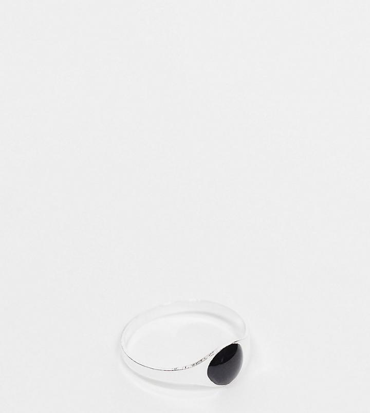 Kingsley Ryan Curve Signet Ring With Stone In Sterling Silver