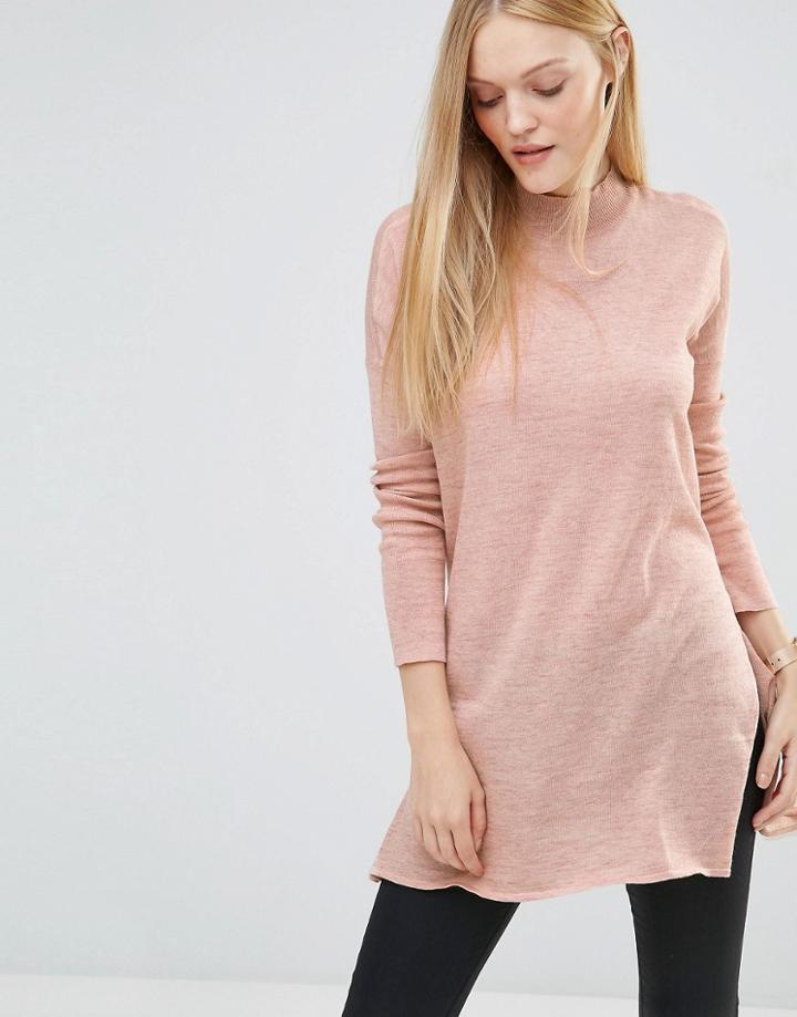 Vero Moda High Neck Long Sleeve Sweater - Pink