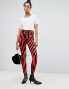 Asos 'sculpt Me' High Waist Premium Jeans In Stripe Print - Multi