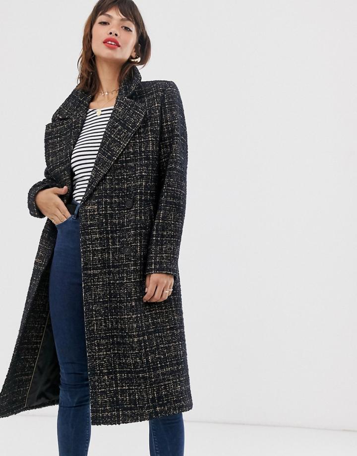 Esprit Formal Longline Check Coat-brown