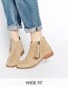 Asos Amelie Wide Fit Suede Ankle Boots - Sand