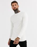 Asos Design Muscle Longline Sweatshirt In Off White