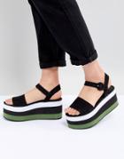 Pull & Bear Flatform Sandal In Color Block - Multi