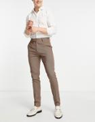 Asos Design Wedding Smart Skinny Pants With Micro Texture In Camel-neutral