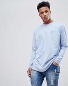 Le Breve Oversized Long Sleeve Top/scoop Hem - Blue