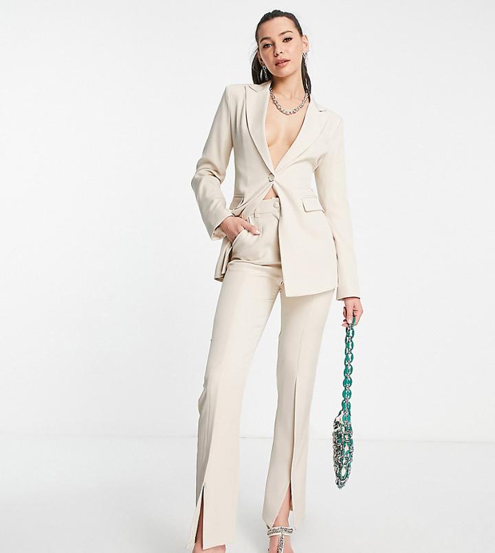 4th & Reckless Tall Tailored Open Back Blazer In Beige - Part Of A Set-neutral