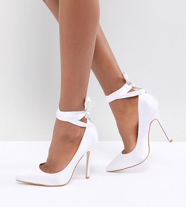 Be Mine Bridal Witch-hazel Ivory Ankle Tie Pumps - White