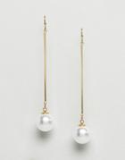 Asos Bar Pearl Drop Earrings - Gold