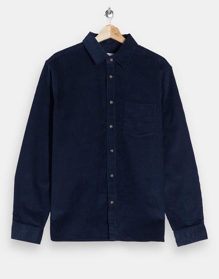 Topman Cord Shirt In Navy
