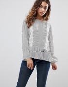 B.young Stripe Top With Lace Panels - Multi