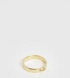 Asos Design Sterling Silver Ring With Gold Plate Ring With Stitch Detail - Gold