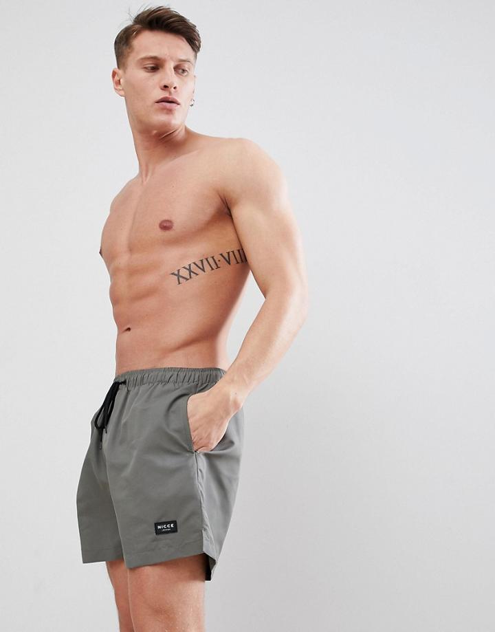 Nicce London Swim Shorts In Khaki - Green