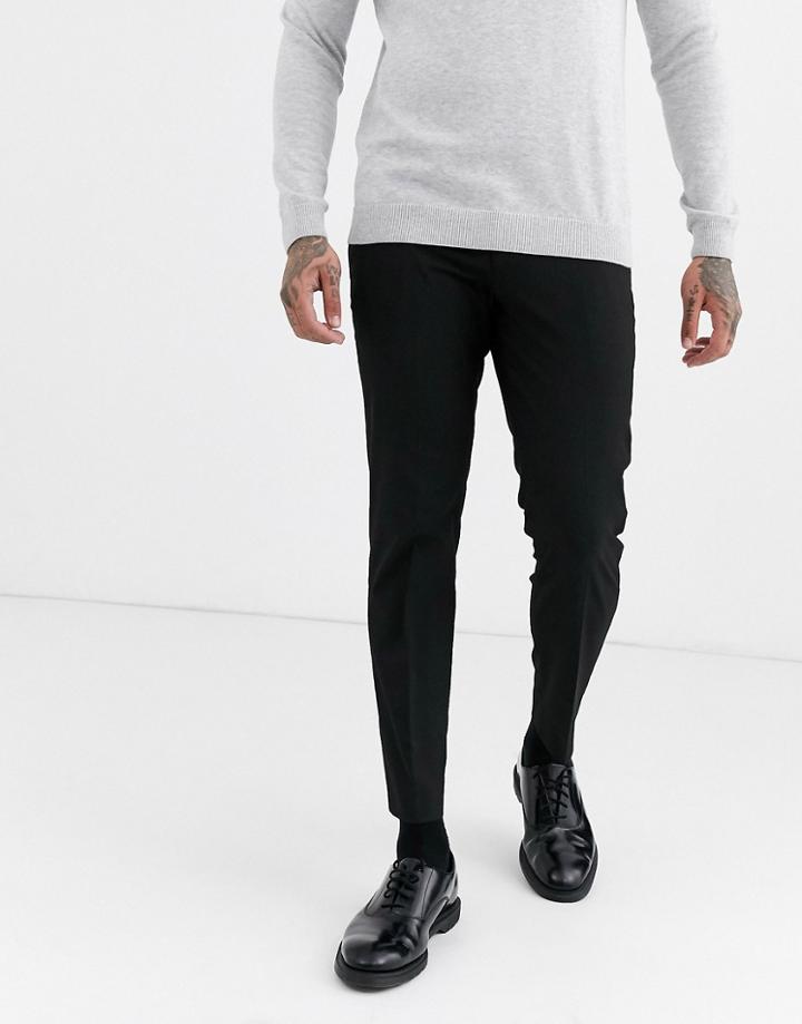Moss London Smart Cropped Pants In Black