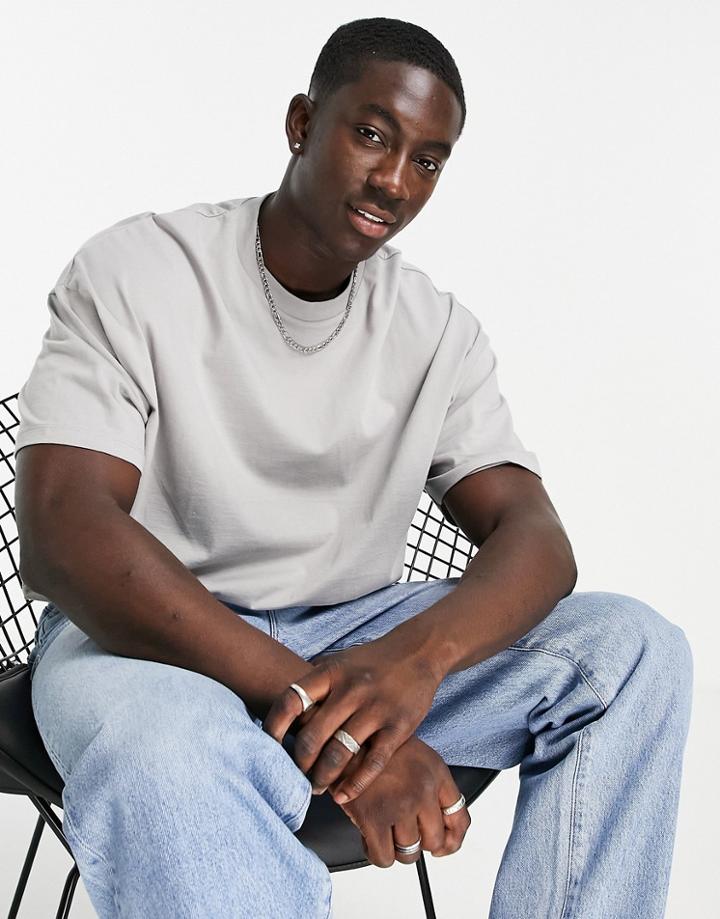 Asos Design Organic Oversized T-shirt In Gray-grey