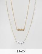 Asos Pack Of 2 Curb Chain & Street Necklaces - Multi
