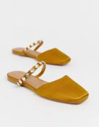 Asos Design Lulu Embellished Mules In Ochre - Yellow