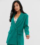 Asos Edition Petite Double Breasted Jacket - Green