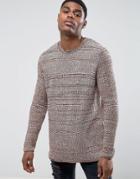 Asos Longline Knitted Sweater In Rust And Brown Twist - Brown