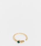 Asos Design Curve Ring With Wraparound Snake With Green Malachite Stone In Gold Tone