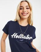 Hollister Logo T-shirt In Navy