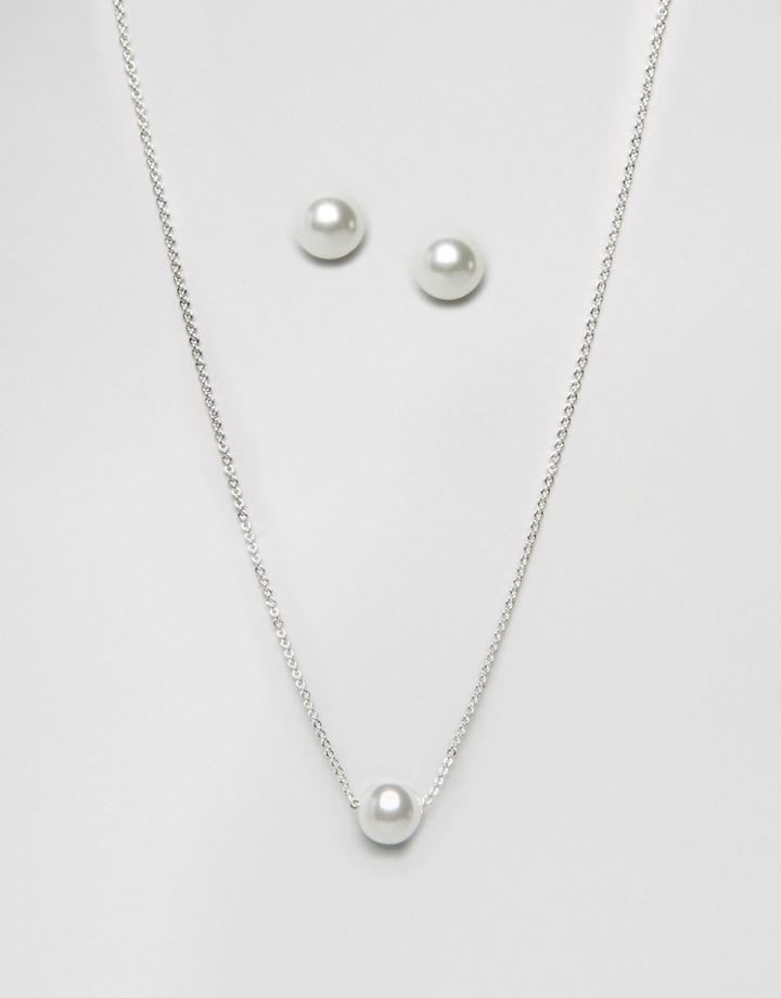 Johnny Loves Rosie Pearl Drop Necklace And Earring Set - Gold