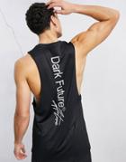 Asos Dark Future Active Sleeveless T-shirt With Dropped Armhole Back Print-black