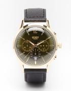 Henry London Chiswick Chronograph Watch Wirh Leather Strap - Black