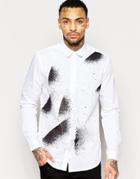 Asos Shirt In Spray Print In Regular Fit With Long Sleeves - White