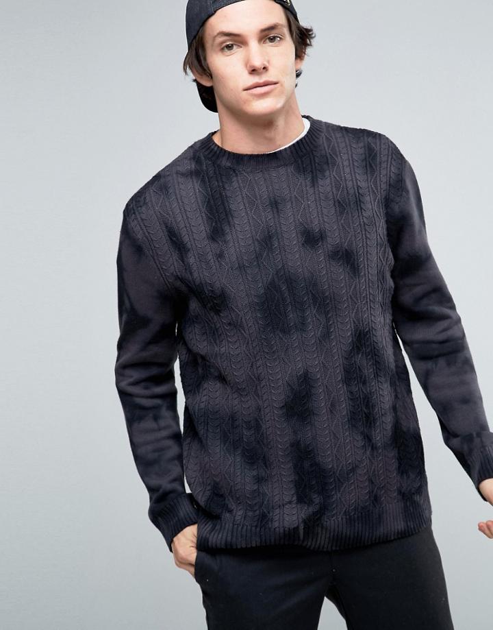Quiksilver Tie Dye Knitted Sweater - Black