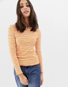 Only Bella Stripe Ribbed Long Sleeved T-shirt - Yellow