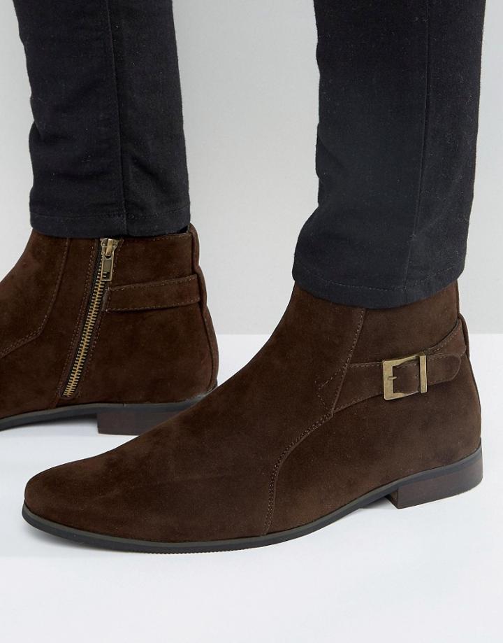 New Look Chelsea Buckle Boots In Brown - Brown