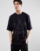Adidas Originals Adicolor Velour T-shirt In Oversized Fit In Black Cy3548 - Black