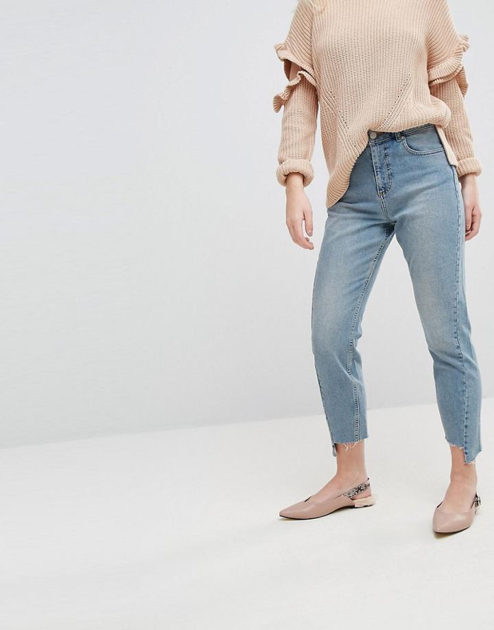 Miss Selfridge Twist Seam Mom Jeans - Blue