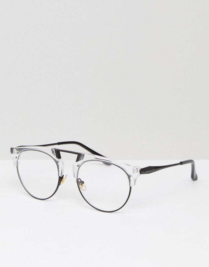 Jeepers Peepers Round Clear Lens Glasses In Clear - Multi