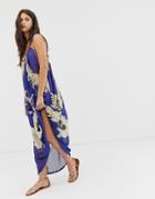 Aratta Cami Dress In Bird Graphics - Blue