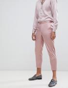 Asos Design Slim Crop Suit Pants In Mink Sateen Print - Pink