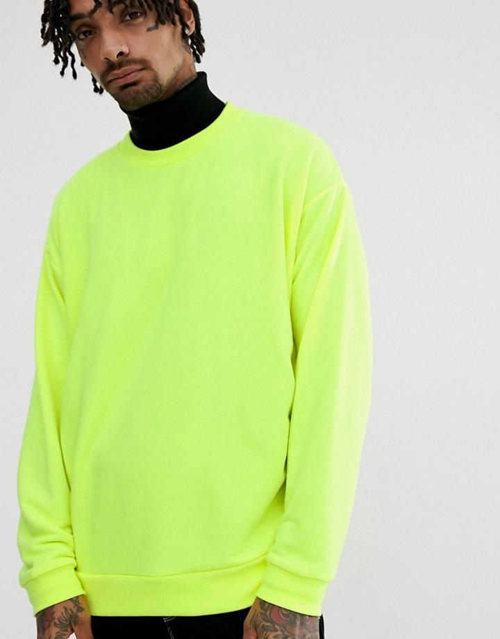 Asos Design Oversized Sweatshirt In Neon Yellow
