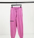 Collusion Unisex Oversized Sweatpants With Print In Pink Acid Wash
