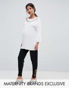 Bluebelle Maternity Tapered Ankle Pants With Criss Cross Detail - Black