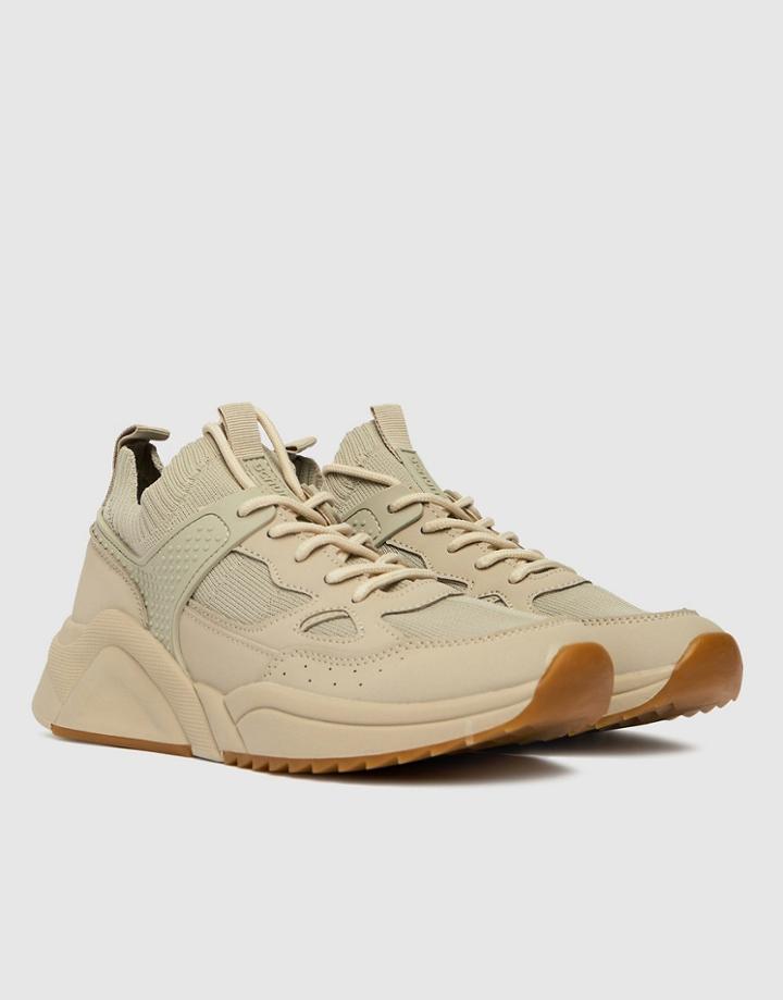 Schuh Nava Sneakers With Sock Detail In Natural-neutral
